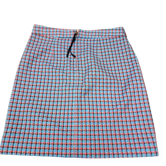Marc By Marc Jacobs Designer Blue and Coral Plaid Checkered Mini Skirt Size 0 - Picture 2 of 8